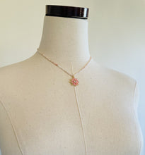 Load image into Gallery viewer, Pink Peruvian Opal with Daisy Charm Necklace  N24
