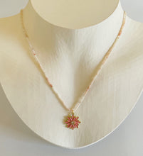 Load image into Gallery viewer, Pink Peruvian Opal with Daisy Charm Necklace  N24
