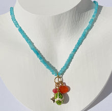Load image into Gallery viewer, Amazonite, Peridot and Vintage Egg Charm Necklace  N34
