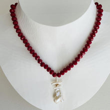 Load image into Gallery viewer, Red Crystal and Baroque Pearl Necklace
