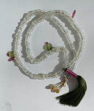 Load image into Gallery viewer, Antique Translucent European Glass Bead Necklace With Green Tassel N70
