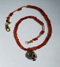 Load image into Gallery viewer, Carnelian and Vintage Russian Egg With Pearl Charm N54
