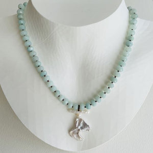 Amazonite And Baroque Pearl Necklace  N47