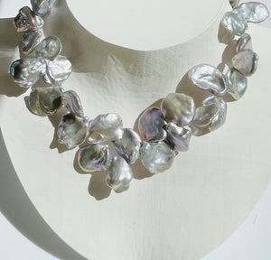 Silvery White Keshi Freshwater Pearl Necklace  N22