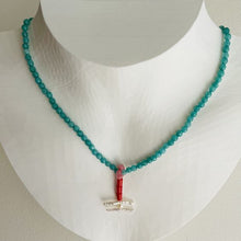 Load image into Gallery viewer, Red Orange Coral, Turquoise Jade and Pearl Necklace
