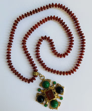 Load image into Gallery viewer, 33&quot; Long Carnelian With Vintage Medallion Necklace  N28

