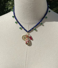 Load image into Gallery viewer, Lapis and Green Jade With Vintage Egg Charm Necklace N20
