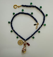 Load image into Gallery viewer, Lapis and Green Jade With Vintage Egg Charm Necklace N20
