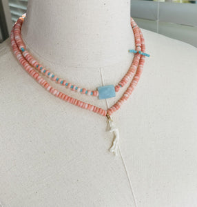 Bamboo Coral with White Branch Coral Enhancement Necklace  N36